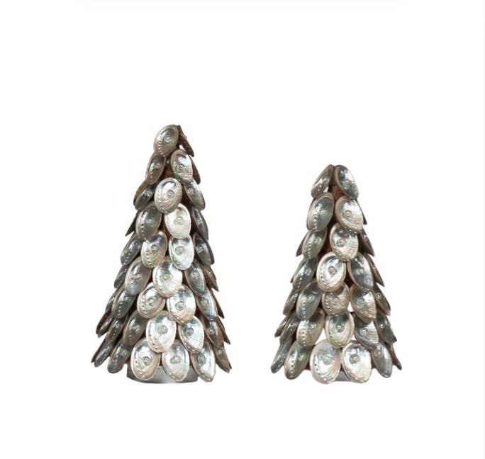 Abalone Beaded Shell Cone Tree 8"