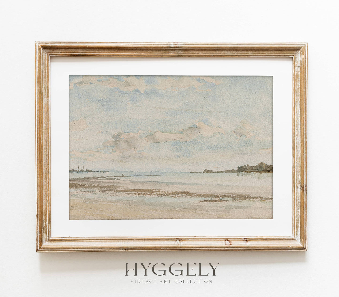 Vintage Coast Landscape View | Muted Blue Art Print L109: 11"x14"