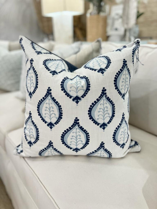 Indigo & White Coastal Scallop Pillow