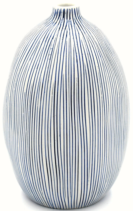 Porcelain Round Blue/White Bud Vase