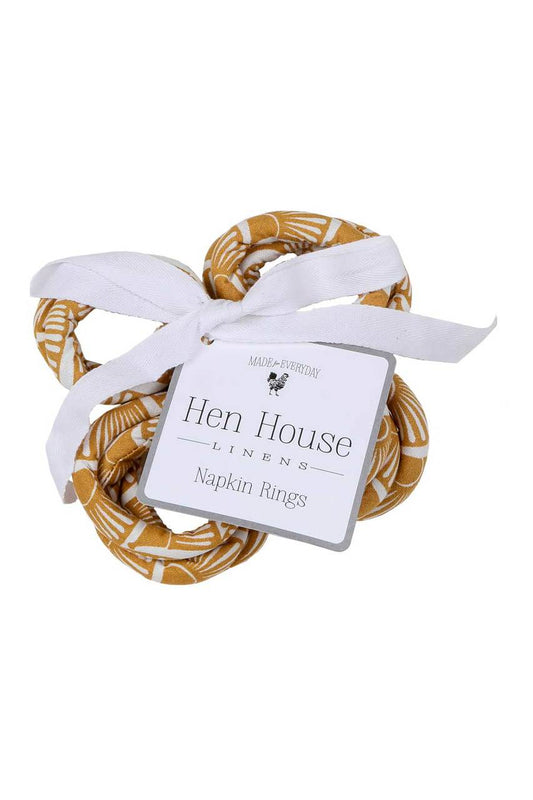 Camel yellow printed cloth napkin rings