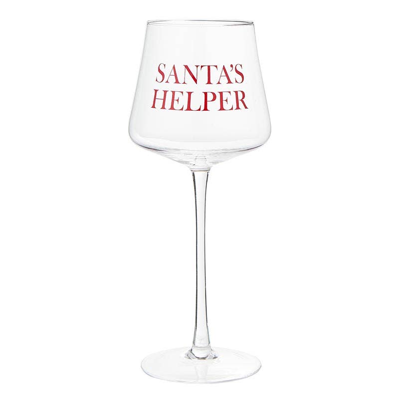 Stemmed Wine Glass - Santa's Helper