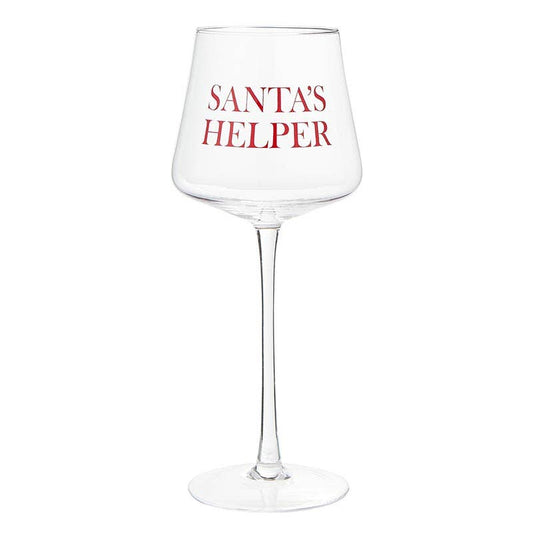 Stemmed Wine Glass - Santa's Helper