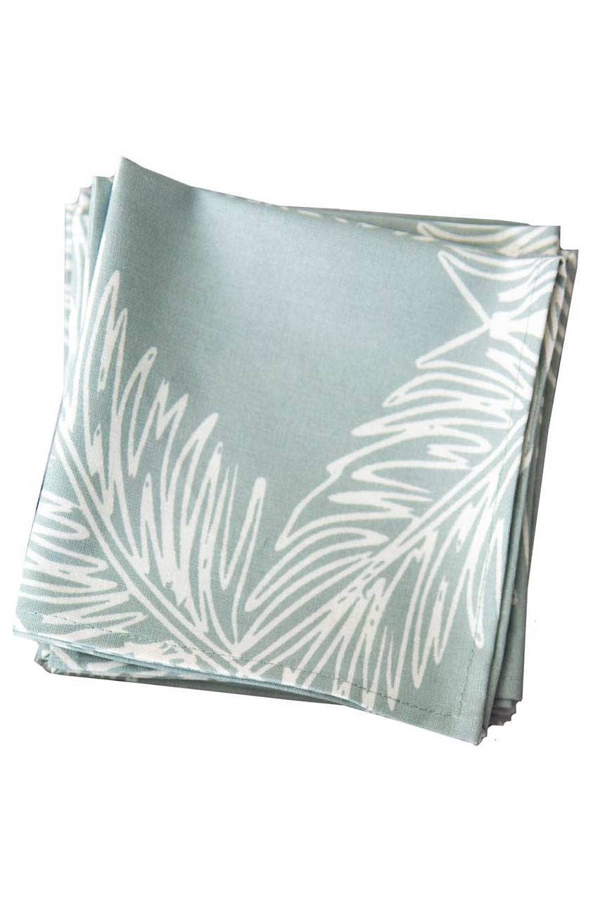 Palm mineral gray printed cloth cocktail napkins