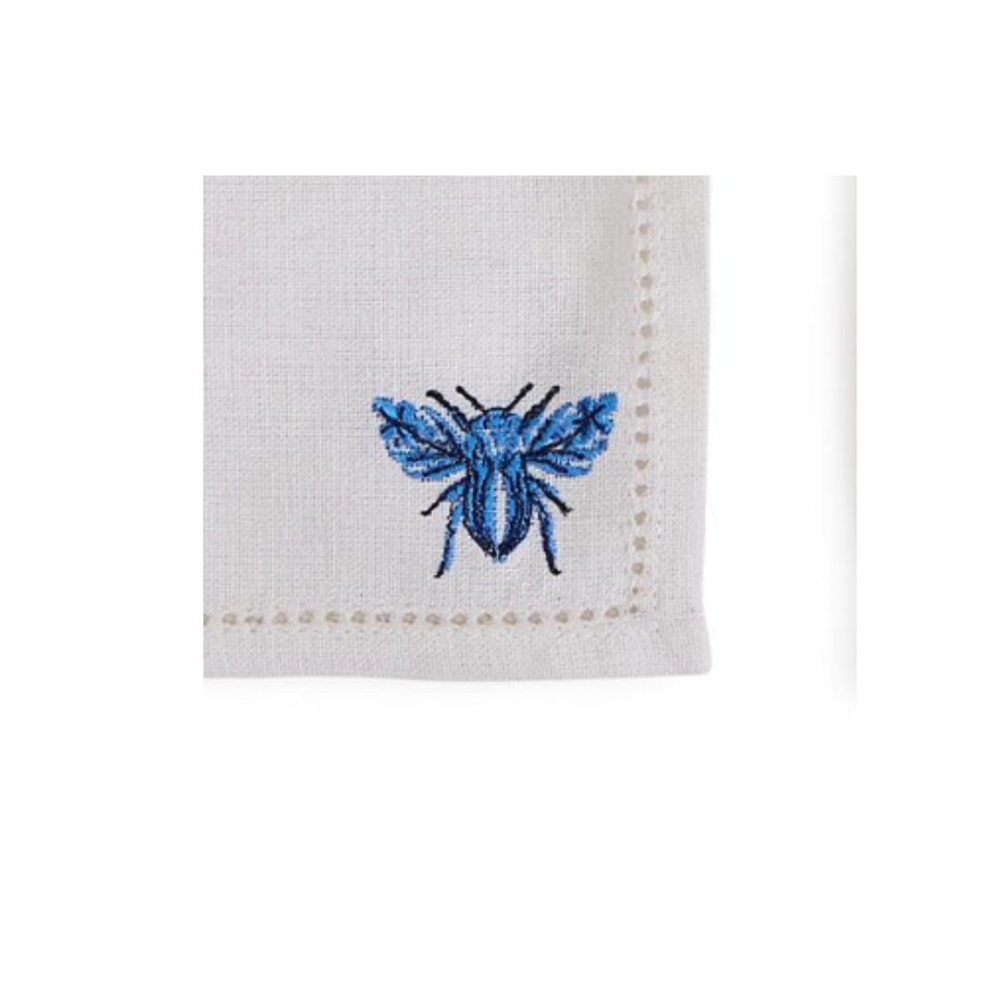 Blue and White Embroidered Cocktail Napkins