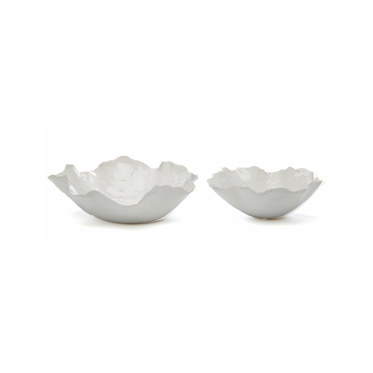 White Ceramic Freeform Bowls