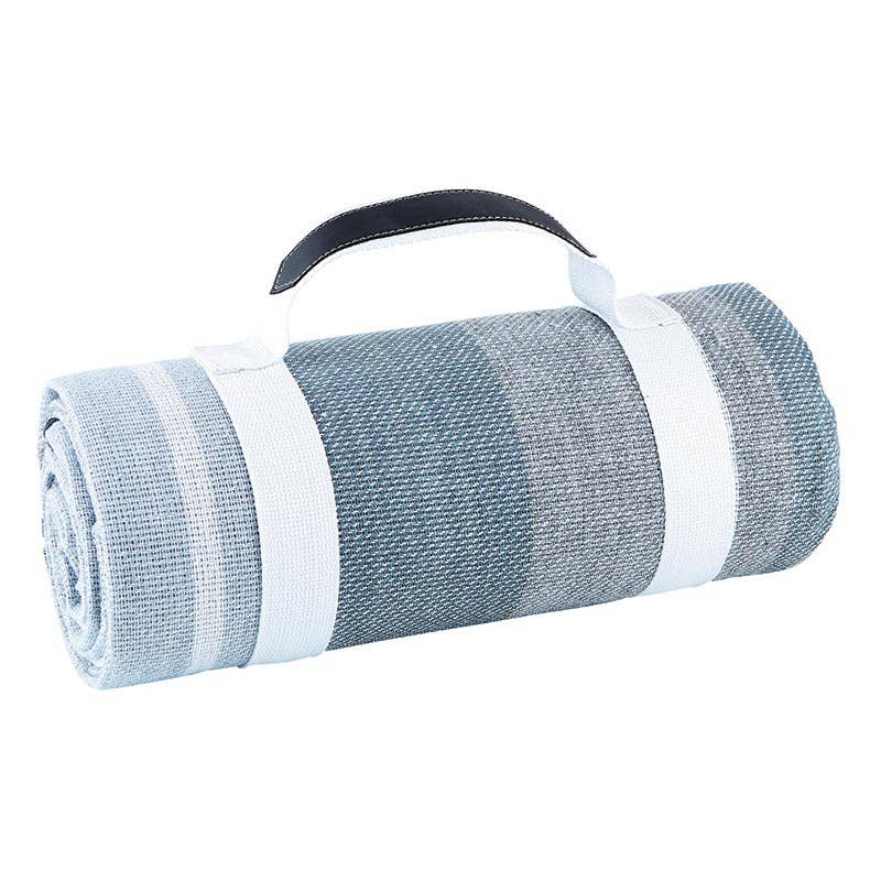 Picnic Blanket - Grey + White + Blue