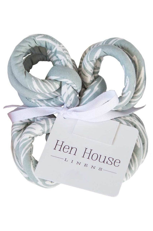 Palm mineral gray printed cloth napkin rings