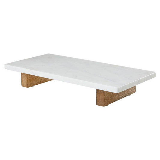 Marble Board With Wood Feet - White